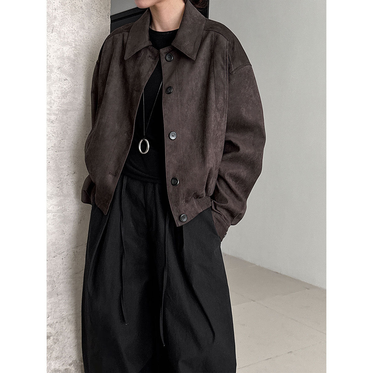 Korean ins Maillard short suede jacket women's autumn new velvet lapel small coat