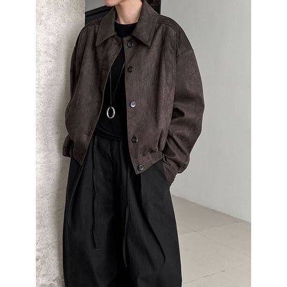 Korean ins Maillard short suede jacket women's autumn new velvet lapel small coat