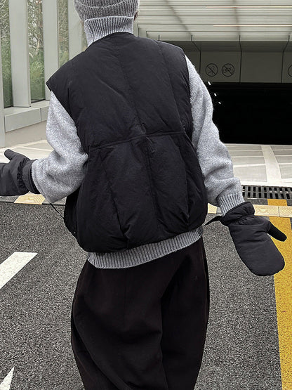 Japanese 90 white duck down down vest women's winter with gloves warm thickened vest jacket Y