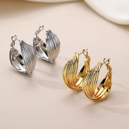 Copper-plated real gold exaggerated twist twist loop earrings high-end fashion earrings earrings