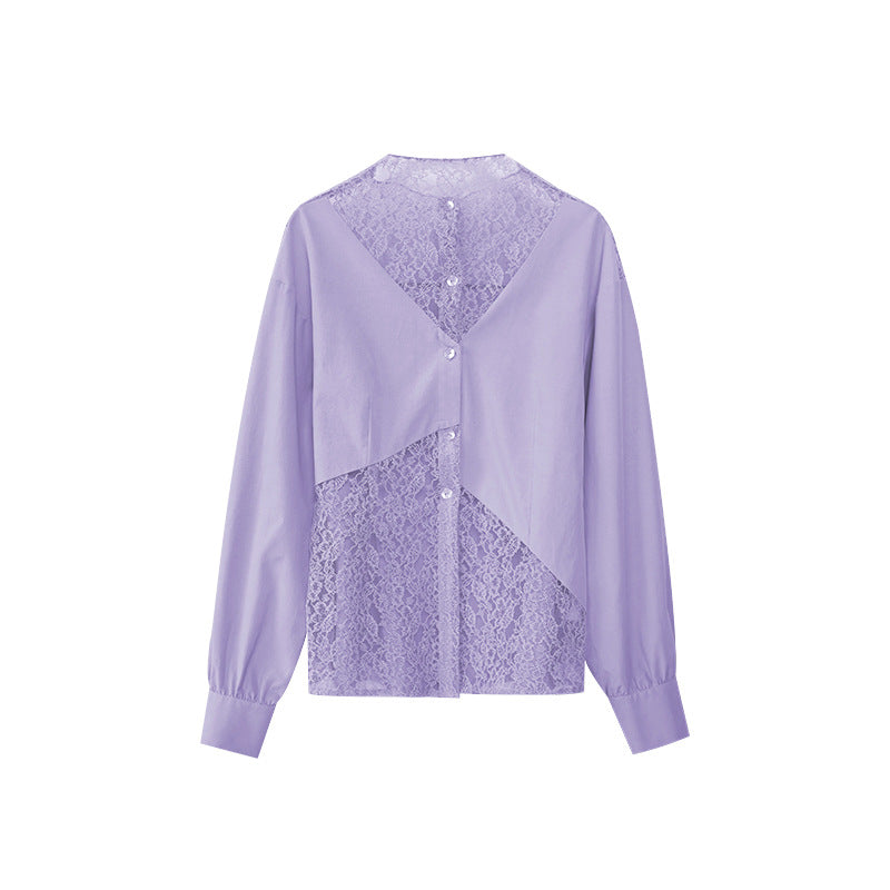 Temperament design lace hollow shirt