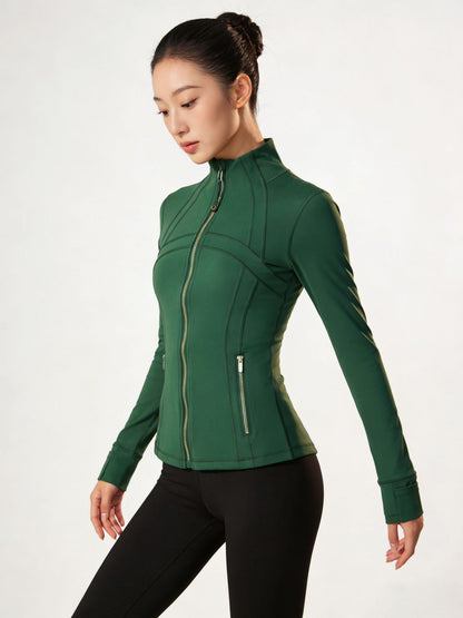 Yoga Jacket Women Long Sleeve Zip-Up Breathable Sports Fitness Top