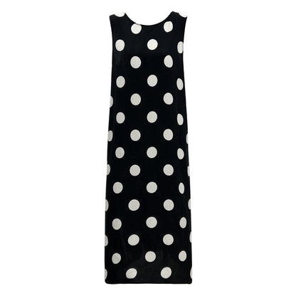Flax material~ Design scheming backless drawstring polka dot dress Korean sleeveless vest skirt