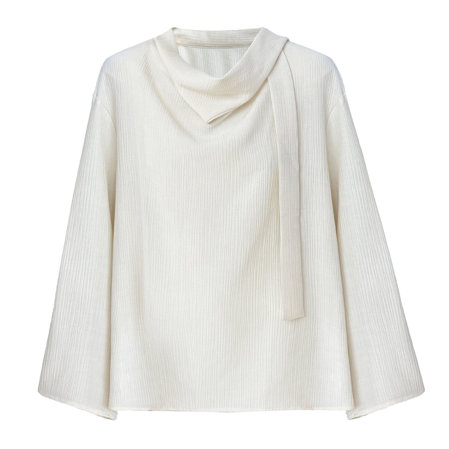 Retro temperament streamer texture shirt women's spring new lace-up slim commuter top