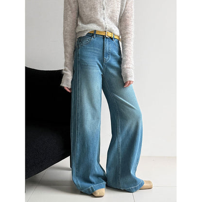 Retro wide-leg jeans for women's 26 early spring new models with belt versatile and thin flared pants