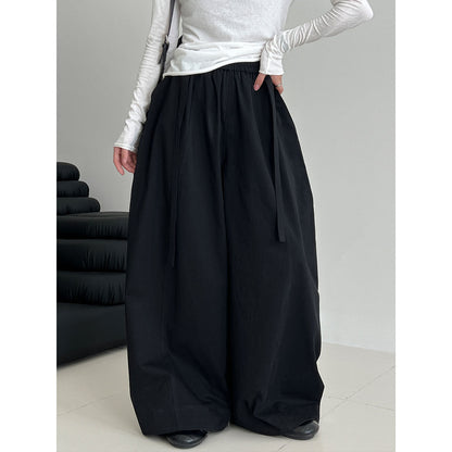 Korean high-waisted strap wide-leg balloon pants women's autumn new loose meat-covering scimitar floor-mopping trousers