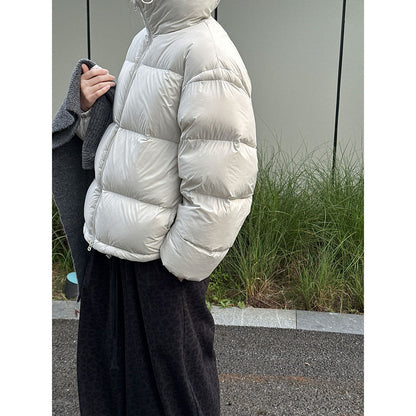 White duck down jacket women's new winter hooded warm fluffy down jacket