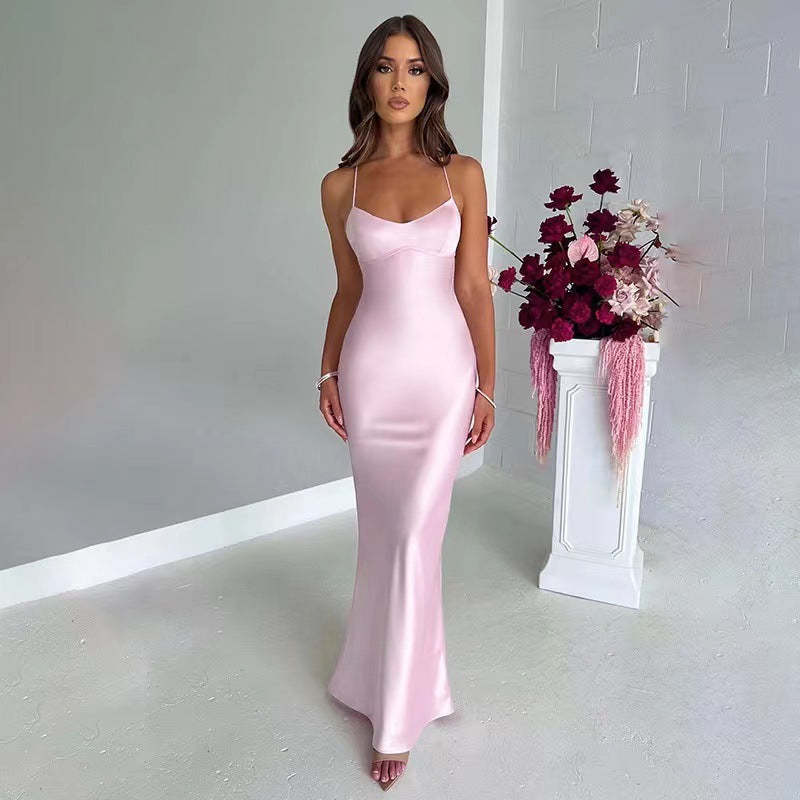 Satin Halter Maxi Dress