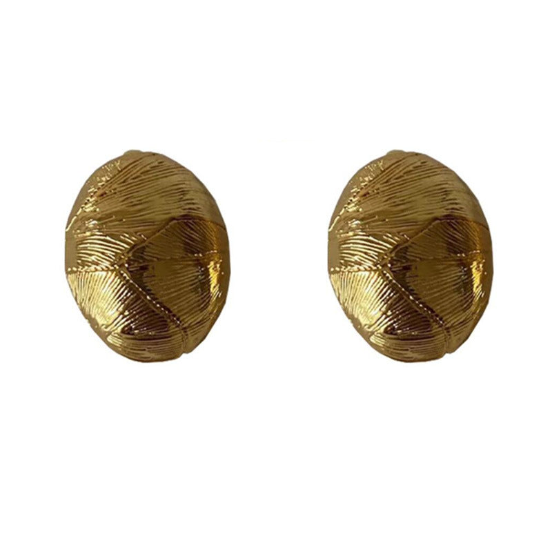 Folded stud earrings exaggerated metal line texture heavy industry earrings fashionable atmosphere ear jewelry