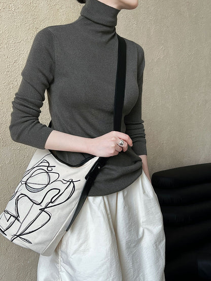 Simple knitted sweater women's new turtleneck wool bottoming shirt in autumn and winter