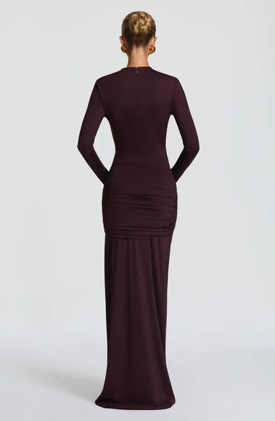 Sexy Spice Girl Hollow Long Sleeve Hip Wrap Dress Ribbon Autumn and Winter Dress