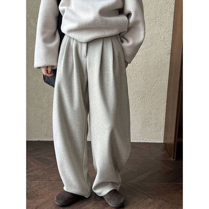 The pants are very good~ Korean thickened woolen sickle pants for women's autumn and winter new thin imitation cashmere trousers