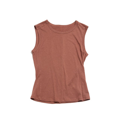 Summer casual split antibacterial hemp simple round neck basic vest