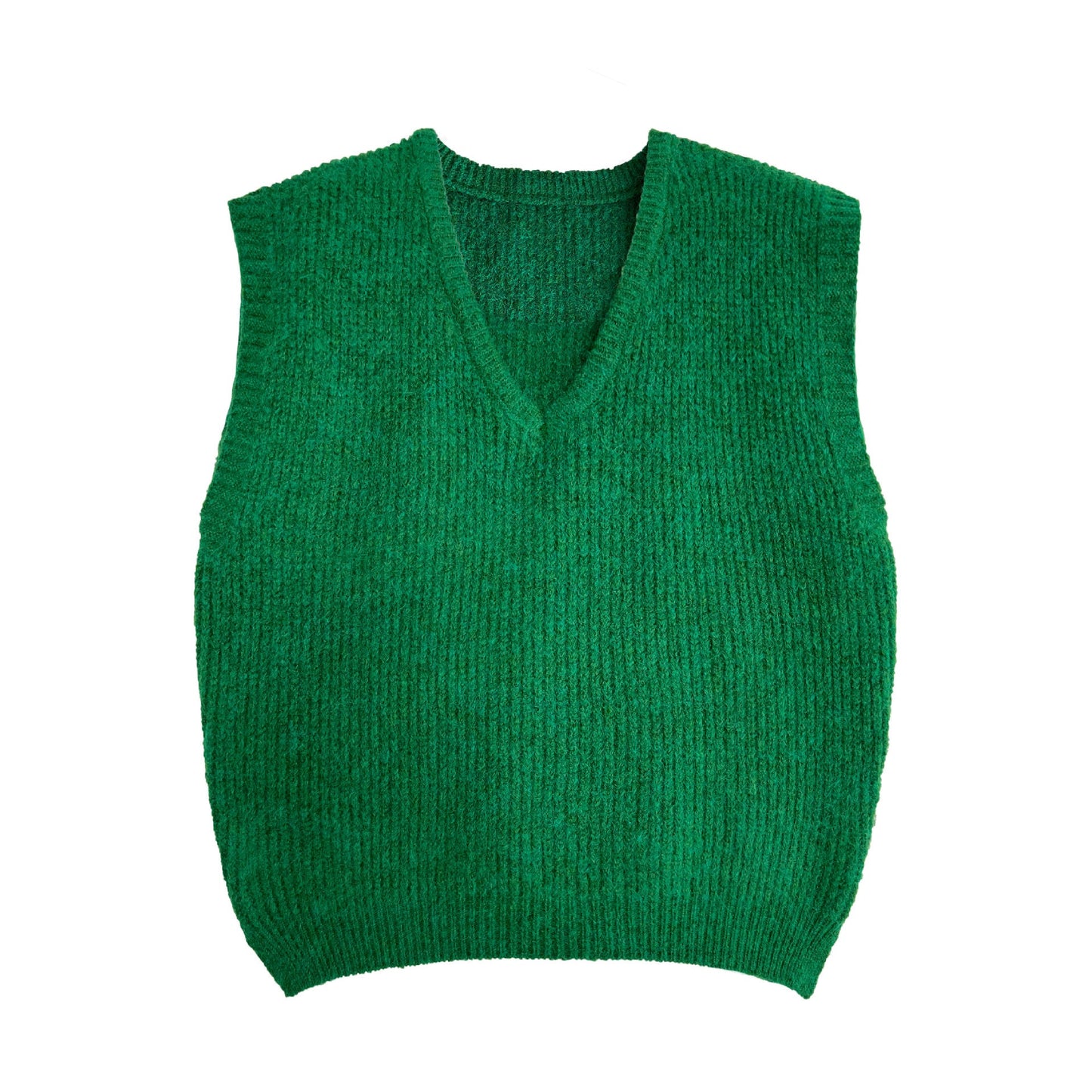 Soft wool V-neck knitted vest women's autumn new Korean simple stacked vest