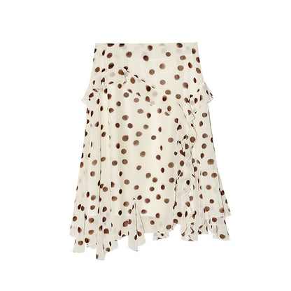 Vintage Versatile Irregular Medium and Long Polka Dot Skirt