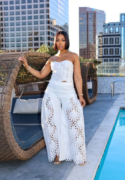 Lace Tube Top & Pants Two-Piece Set