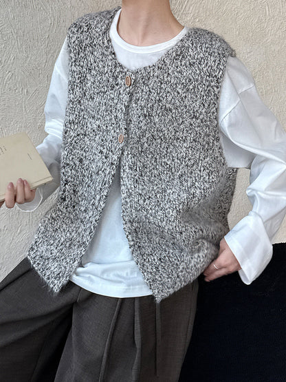Soft wool knitted variegated vest women's autumn new Korean simple stacked sleeveless coat