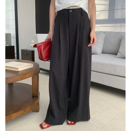 High-waisted drape loose straight-leg floor-length pants