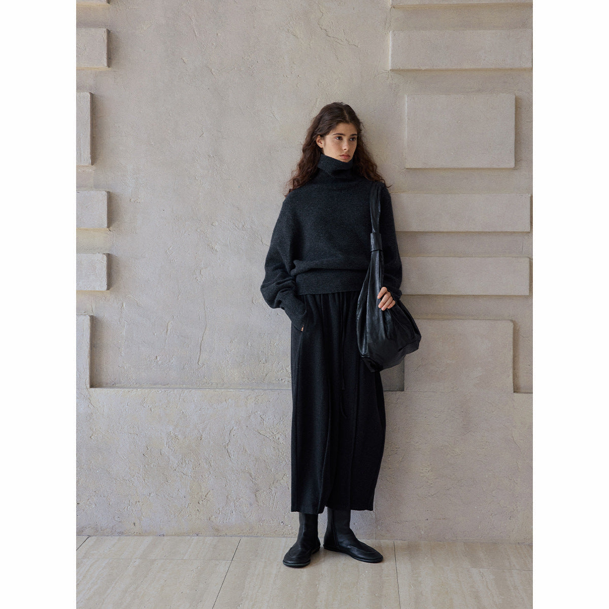 Wool Moisture Warm Rubber Band Contrast Color Elastic Waist Loose Skinny Balloon Casual Pants