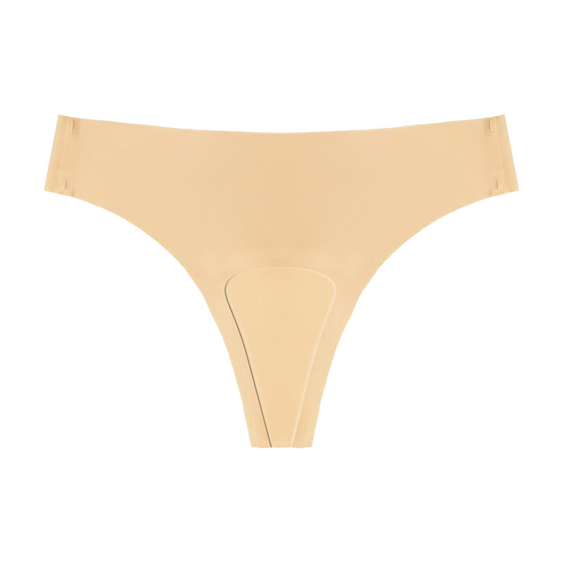 Large size ice silk seamless anti-embarrassment line underwear women's sports yoga anti-embarrassment low waist comfortable women's underwear