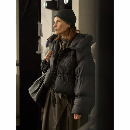 Hooded warm cloud-like light and super soft gall-free puff short down jacket