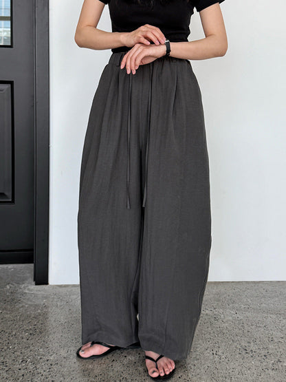 Slack high waist wide leg casual pants women's summer new lazy style loose and thin sickle pants