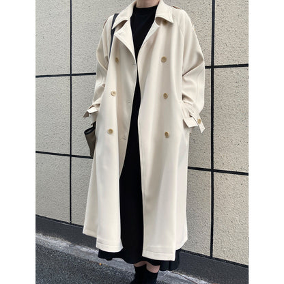 Spring and autumn new drape British style loose double-breasted medium and long knee trench coat women