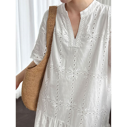French hollow lace hook embroidery dress