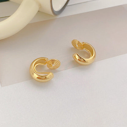 Tide mosquito coil disc ear clips, no ear piercings, white-collar temperament fashion earrings