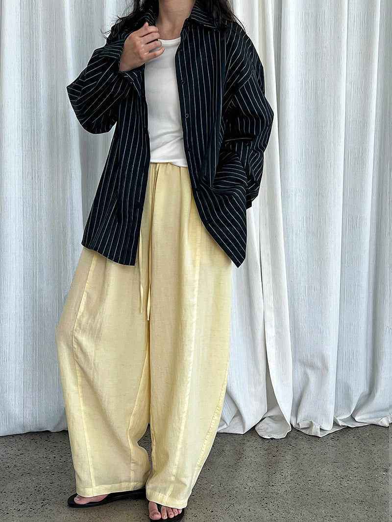 Slack high waist wide leg casual pants women's summer new lazy style loose and thin sickle pants