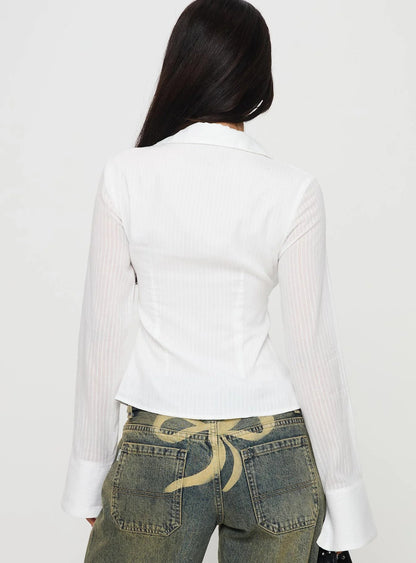 Sexy Spice Girl Personality Design Sense Solid Color Shirt Female Pure Desire Temperament Versatile Lining
