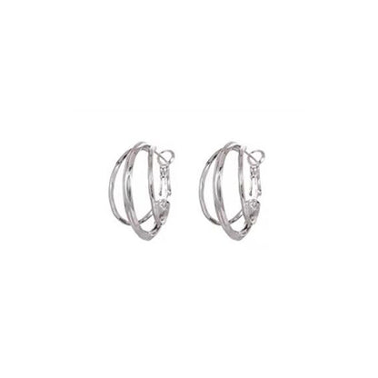 Gold circle earrings, new three-line high-end, unique earrings, fashionable and personalized ins stud earrings, women's earrings.