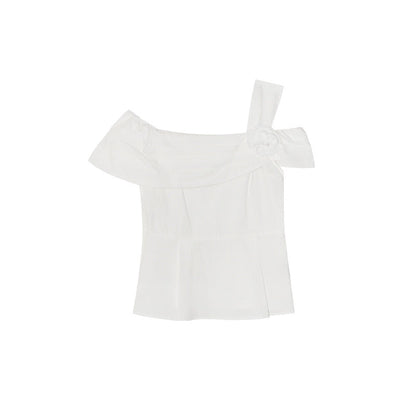 Sweet and Spicy Fashion Chic Temperament Waist Slant Shoulder Shirt
