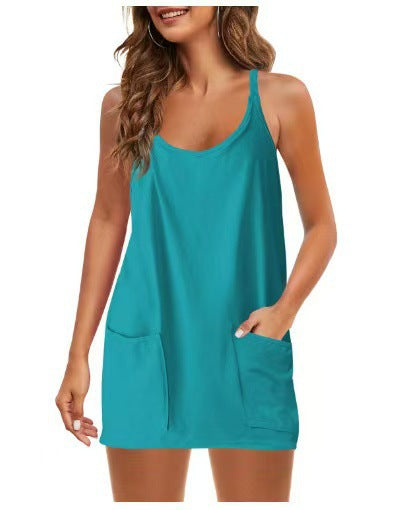 Summer Ladies Suspender Top Jumpsuit Shorts Jumpsuit Casual Suit Solid Color