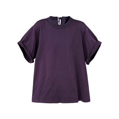 Korean lazy wind curled round neck T-shirt summer new back strap loose short-sleeved top 2711