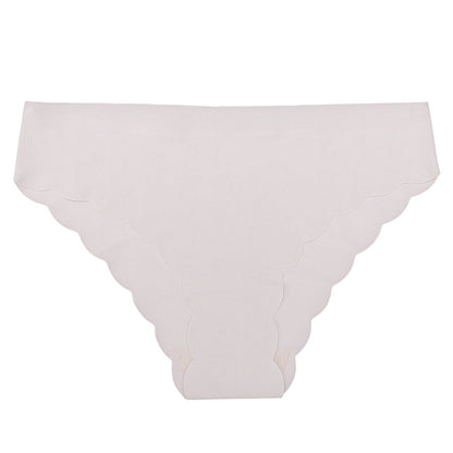 Ice silk seamless underwear wavy edge low waist sports fold edge underwear women's nylon briefs