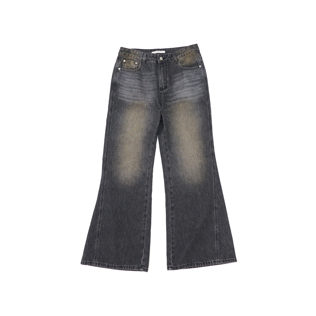 Spring casual high-waisted retro nostalgic easy versatile flared denim trousers