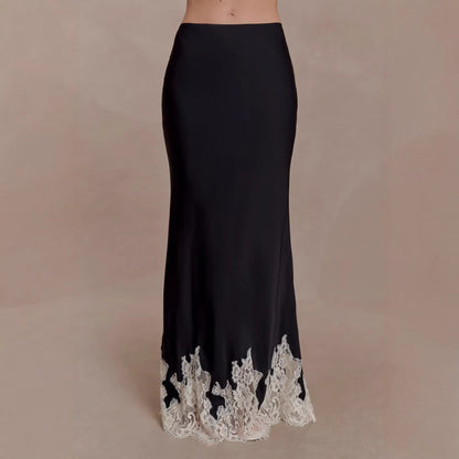 New vacation style mopping splicing skirt sexy satin lace lace skirt women