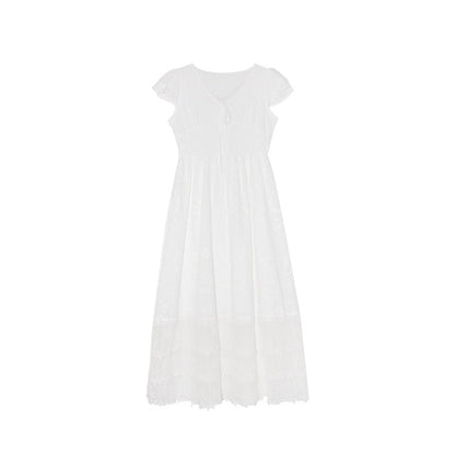 Lace Flutter Sleeve Maxi Dress