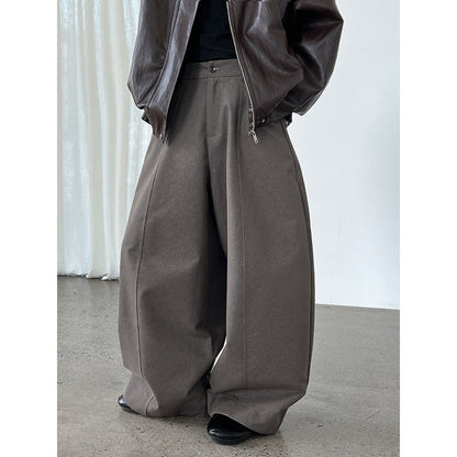 Korean retro casual scimitar wide-leg pants women's early autumn new silhouette loose drape trousers