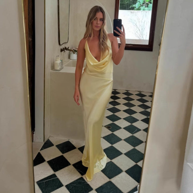 Stylish slim fitting hottie satin dress