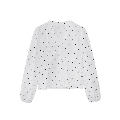 Niche fresh and sweet floral v-neck long-sleeved shirt