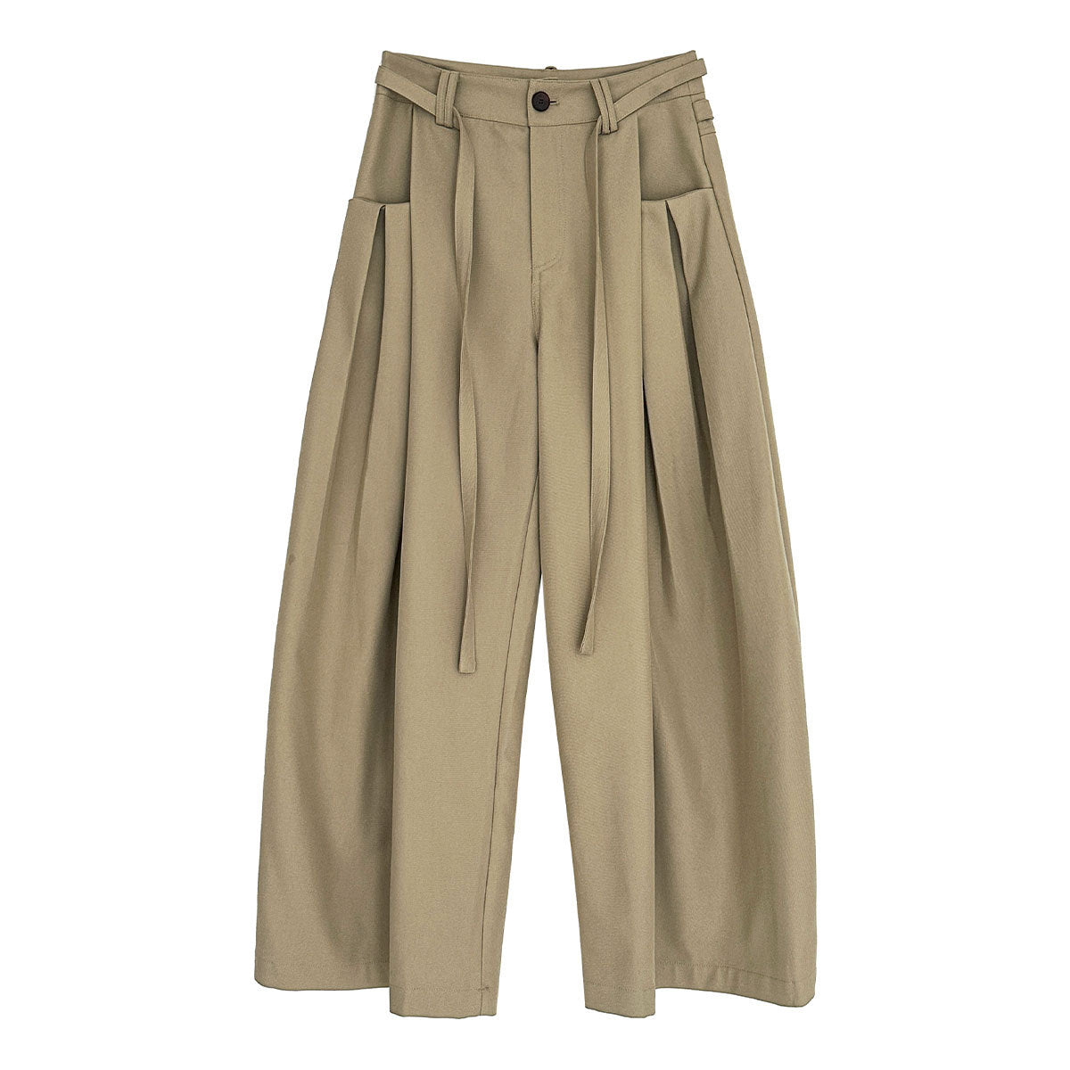 Korean design waist lace-up wide-leg pants women's 26 spring new pleated versatile casual pants