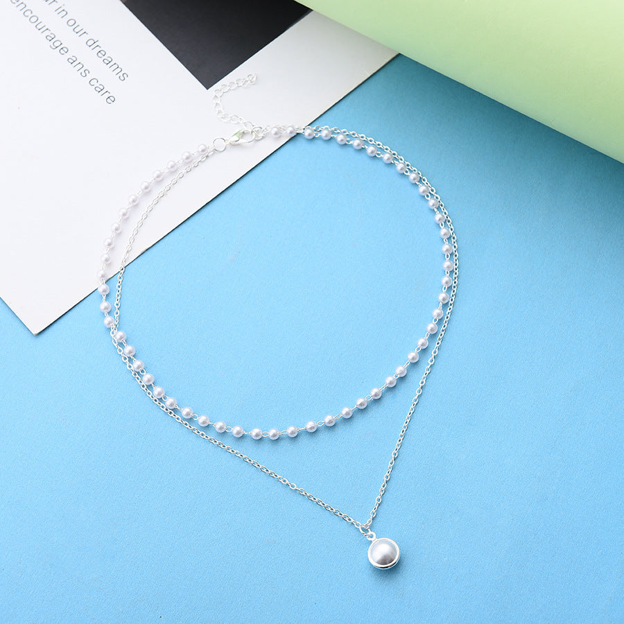 Internet celebrity retro ins simple double pearl bracelet female, cold port style fashionable pearl bracelet