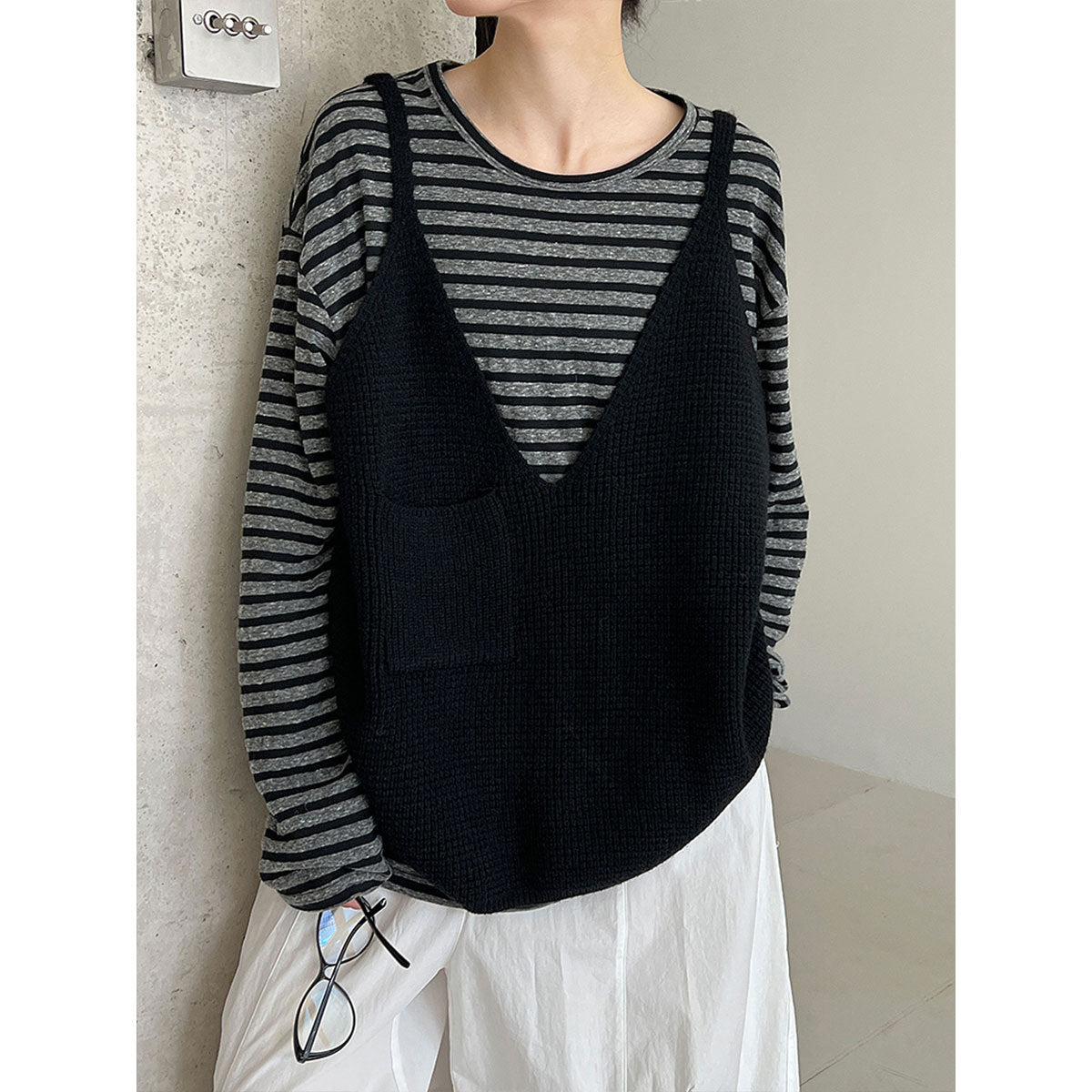 Retro Lazy Wind Knitted Vest Women's Autumn New V-Neck Loose Sleeveless Vest