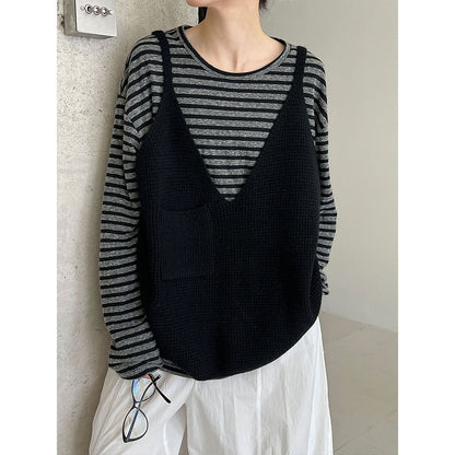 Retro Lazy Wind Knitted Vest Women's Autumn New V-Neck Loose Sleeveless Vest