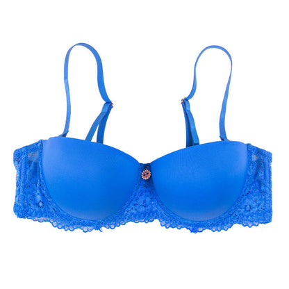 Sexy lace edge glossy underwear with small breasts gathered with steel rings, anti-sagging, comfortable and breathable bra for women