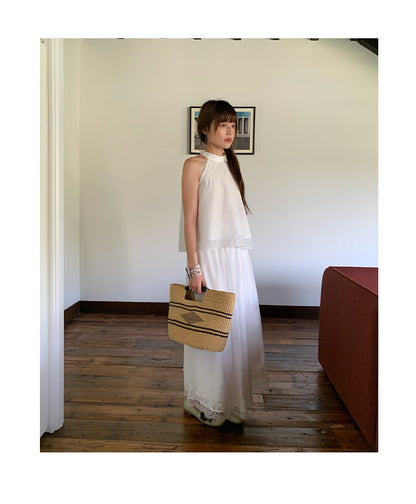 Lace edge drape thin a word skirt