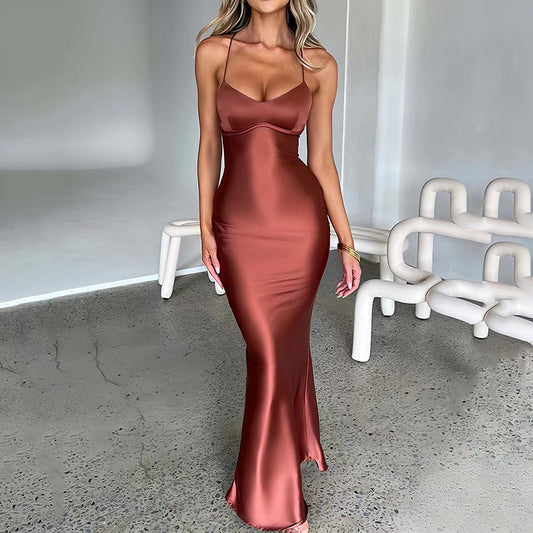 Satin Halter Maxi Dress