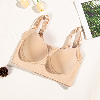 Gather secondary breasts, anti-sagging steel ring bra V bra, smooth and seamless, sexy bra with chest pad.